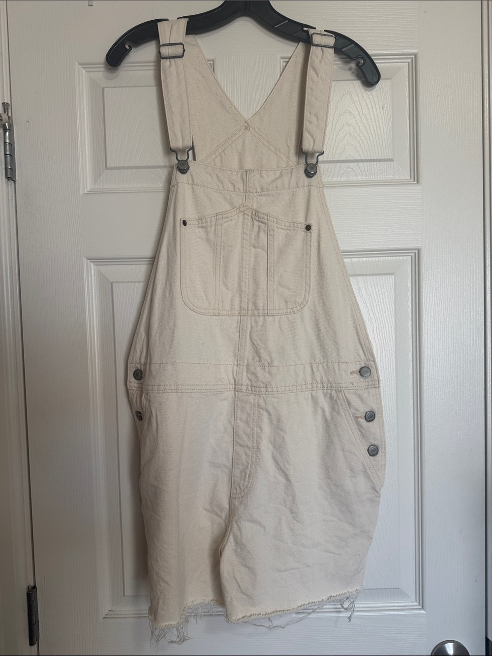 Old Navy Cream Short Overalls Romper with Bib Pocket